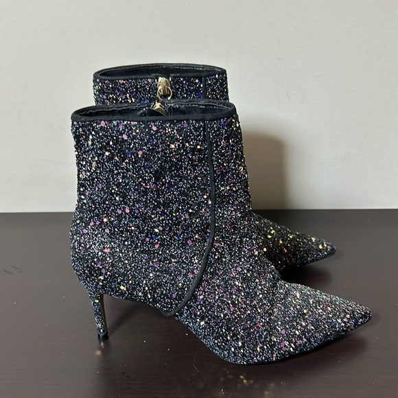 Schutz Glitter Ankle Boots Black Sequin Sparkle Leather Anthropologie Sz 6 - Picture 5 of 14